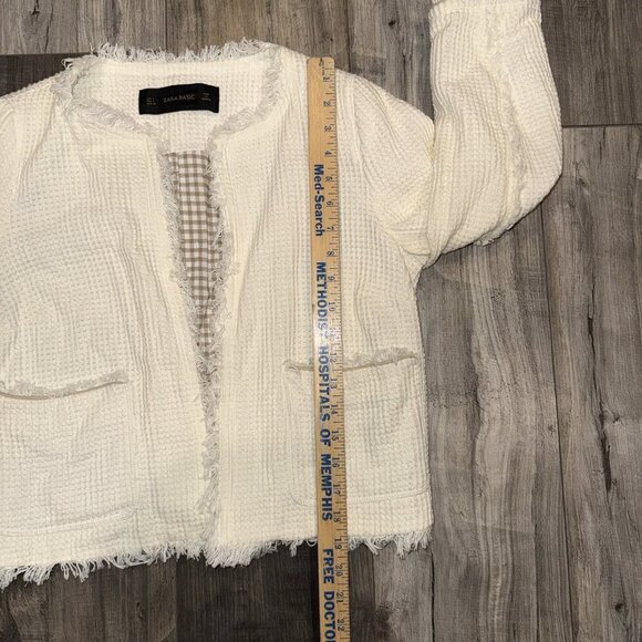 Zara Basic Large Cropped Jacket - 100% Cotton - White - Fringe - - Picture 5 of 7